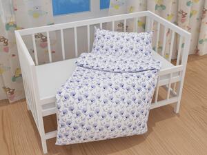 Biante Detské bavlnené posteľné obliečky do postieľky Sandra SA-254 Modré poľné kvety Do postieľky 90x130 a 40x60 cm