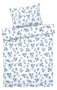 LIVARNO home Posteľná bielizeň zo saténového mikrovlákna, 140 x 200 cm, 70 x 90 cm (kvety/biela/modrá) (100356233)