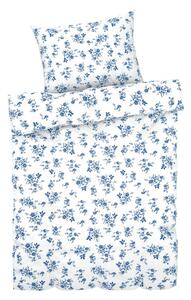 LIVARNO home Posteľná bielizeň zo saténového mikrovlákna, 140 x 200 cm, 70 x 90 cm (kvety/biela/modrá) (100356233)