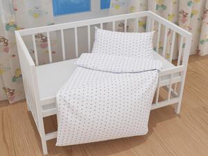 Biante Detské bavlnené posteľné obliečky do postieľky Sandra SA-265 Tmavo sivé srdiečka na bielom Do postieľky 90x140 a 40x60 cm