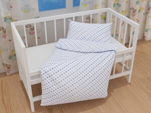 Biante Detské bavlnené posteľné obliečky do postieľky Sandra SA-266 Modré hviezdičky na bielom Do postieľky 100x135 a 40x60 cm