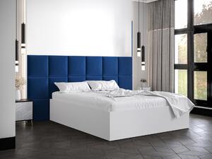 Manželská posteľ s čalúneným čelom 160 cm Brittany 4 (biela matná + modrá) (s roštom). Vlastná spoľahlivá doprava až k Vám domov. 1046050