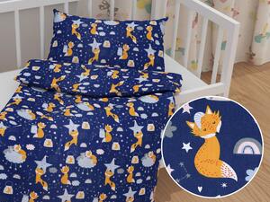 Biante Detské bavlnené posteľné obliečky do postieľky Sandra SA-281 Líšky na večernej oblohe Do postieľky 90x130 a 40x60 cm