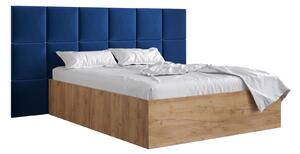 Manželská posteľ s čalúneným čelom 160 cm Brittany 4 (dub craft zlatý + modrá) (s roštom). Vlastná spoľahlivá doprava až k Vám domov. 1046052
