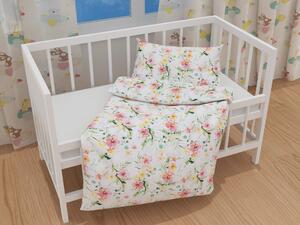 Biante Detské bavlnené posteľné obliečky do postieľky Sandra SA-283 Havajské kvety Do postieľky 90x130 a 40x60 cm