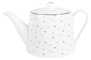 Biela porcelánová kanvička so srdiečkami Lovely Day - 23*14*14 cm / 1000 ml - Clayre & Eef
