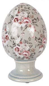 Zelené keramické vajíčko s kvetmi Floria L - Ø 15*24 cm - Clayre & Eef