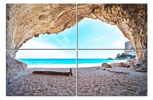 Obraz na plátne - Výhľad na pláž z jaskyne 140E (150x100 cm)