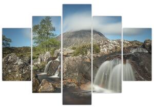 Obraz vodopádov a hory (150x105 cm)
