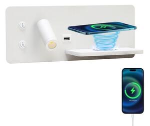 Immax 08285L-LED Nástenné sviet. s pol., USB a bezdr. nab. LED/3W/230V + LED/3W