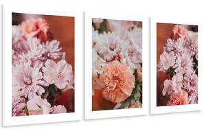 Gario Sada plagátov Kvitnúce jesenné kvety - 3 dielna Farba rámu: Rustikálna, Veľkosť: 99 x 45 cm