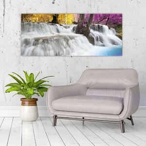 Obraz Erawan vodopádu v lese (120x50 cm)