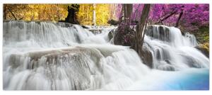 Obraz Erawan vodopádu v lese (120x50 cm)