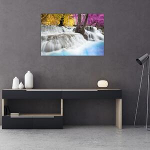 Obraz Erawan vodopádu v lese (90x60 cm)