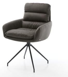 DELIFE Jedálenská stolička Abelia-Flex s opierkami mikrovlákno antracit vintage krížová podstava zúžená čierna