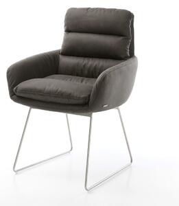 DELIFE Jedálenská stolička Abelia-Flex s opierkami mikrovlákno antracitová vintage tenká podstava nerezová oceľ