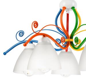 Luster na reťazi RETRO 5xE27/60W/230V biela/pestrofarebná
