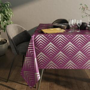 Krásny fialový obrus na stôl so strieborným art deco vzorom 110 x 160 cm