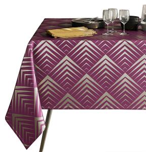 Krásny fialový obrus na stôl so strieborným art deco vzorom 110 x 160 cm