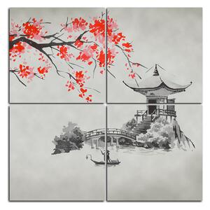 Obraz na plátne - Tradičné ilustrácie Japonsko - štvorec 360D (60x60 cm)