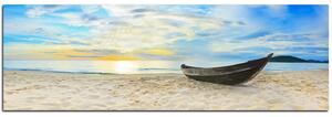 Obraz na plátne - Čln na pláži - panoráma 551A (105x35 cm)