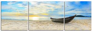 Obraz na plátne - Čln na pláži - panoráma 551C (150x50 cm)