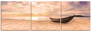 Obraz na plátne - Čln na pláži - panoráma 551FB (150x50 cm)