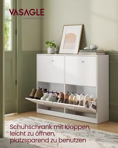 VASAGLE Sklopná botník so 4 priehradkami 106 x 83 x 24 cm biela