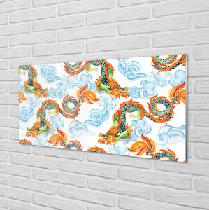 Nástenný panel  Japonské farebné drakmi 125x50 cm