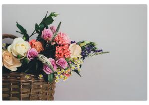Obraz košíka s kvetinami (90x60 cm)
