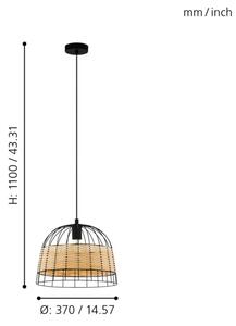 Eglo 55709 - Luster na lanku ANWICK 1xE27/40W/230V ratan