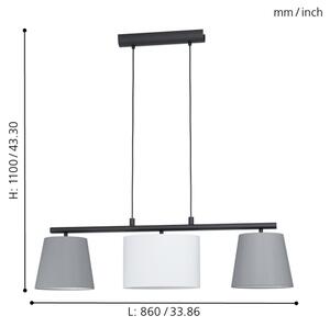 Eglo 55207 - Luster na lanku ALMEIDA 3xE14/25W/230V šedá