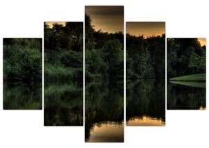 Obraz jazera pri lese (150x105 cm)