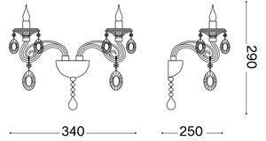 Ideal Lux - Krištáľová nástenná lampa NEGRESCO 2xE14/28W/230V zlatá