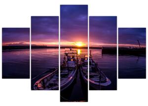 Obraz rybárskych lodí v prístave (150x105 cm)