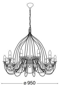 Ideal Lux - Luster na reťazi CORTE 12xE14/40W/230V pr. 95 cm meď