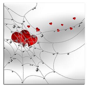 Obraz na plátne - Srdce v striebornej pavučine - štvorec 378A (50x50 cm)