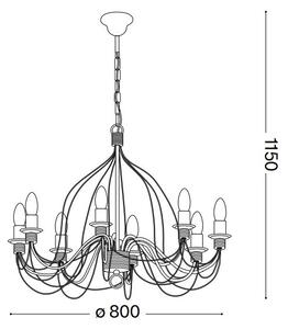 Ideal Lux - Luster na reťazi CORTE 8xE14/40W/230V pr. 80 cm meď