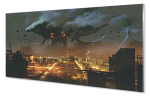 Nástenný panel  Mesto v noci dym monštier 100x50 cm