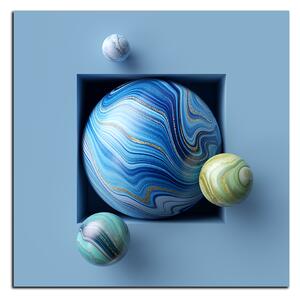 Obraz na plátne - Mramorové farebné guľôčky - štvorec 388A (50x50 cm)