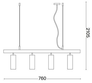 Ideal Lux - LED Luster na lanku DYNAMITE 4xGU10/7W/230V CRI 90 čierna/mosadz