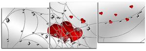 Obraz na plátne - Srdce v striebornej pavučine - panoráma 578D (90x30 cm)