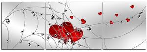 Obraz na plátne - Srdce v striebornej pavučine - panoráma 578C (90x30 cm)