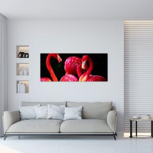 Obraz červených plameniakov (120x50 cm)