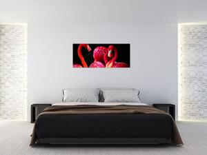 Obraz červených plameniakov (120x50 cm)