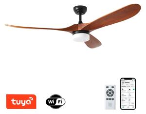 ZEVENTI - LED stropný ventilátor GINOSA LED/18W/230V Wi-Fi Tuya čierny/dub + DO