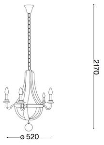 Ideal Lux - Luster na reťazi MILLENNIUM 5xE14/40W/230V pr. 52 cm breza/hnedá
