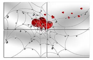 Obraz na plátne - Srdce v striebornej pavučine 178D (150x100 cm)