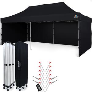 BRIMO Párty stan 3x6m - s 3 stenami - Čierna
