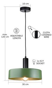 Luster na lanku HAKI 1xE27/60W/230V zelená/čierna